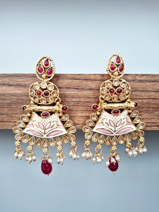 Pastel Meenakari Lotus Jhumka Earrings