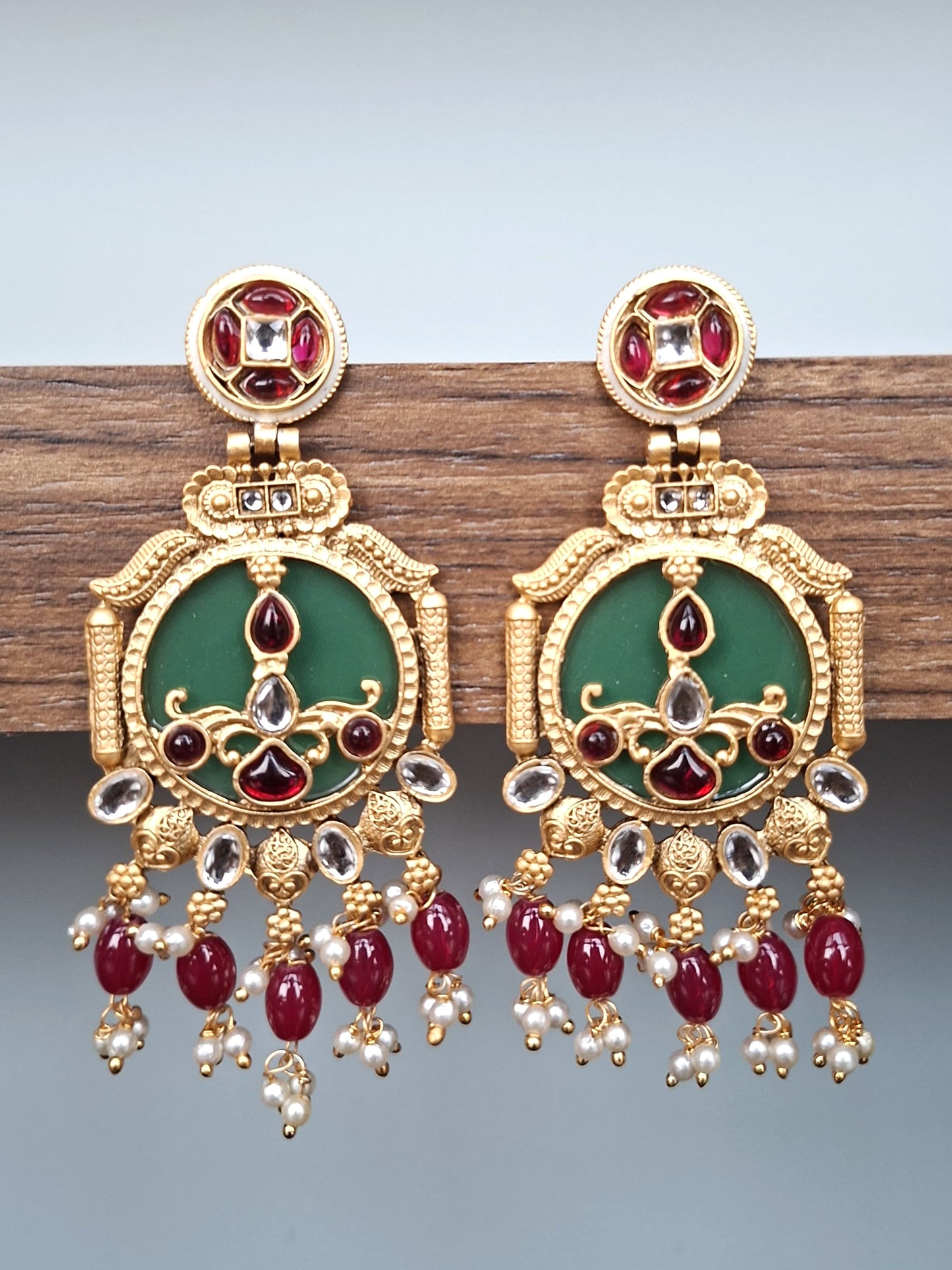 Emerald Floral Heritage Medallion Earrings