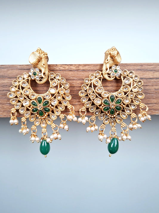 Emerald Gajraj Heritage Chandbali Earrings