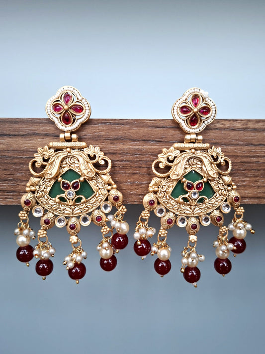 Ruby & Emerald Heritage Medallion Earrings