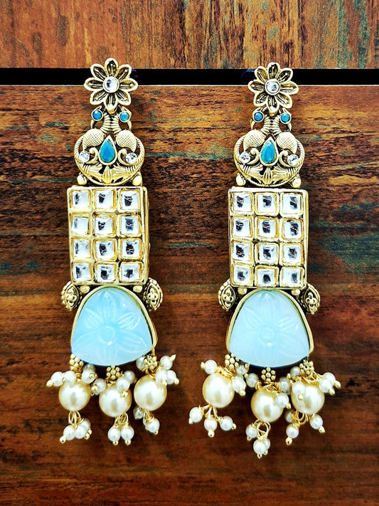 Cerulean Peacock Heritage Cascade Earrings
