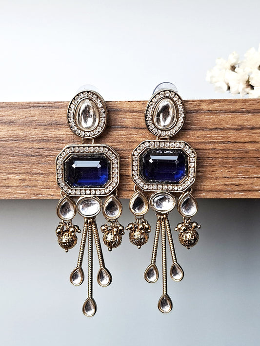 Midnight Sapphire Crystal Tassel Earrings