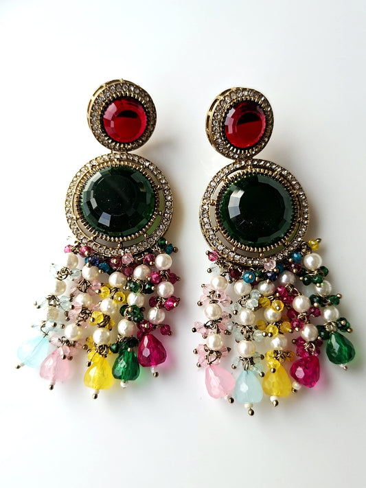 Multi-Toned Pastel Crystal Cascade Earrings