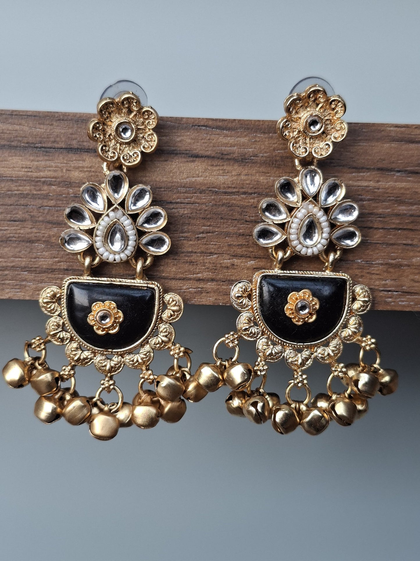 Midnight Bloom Meenakari Jhumka Earrings