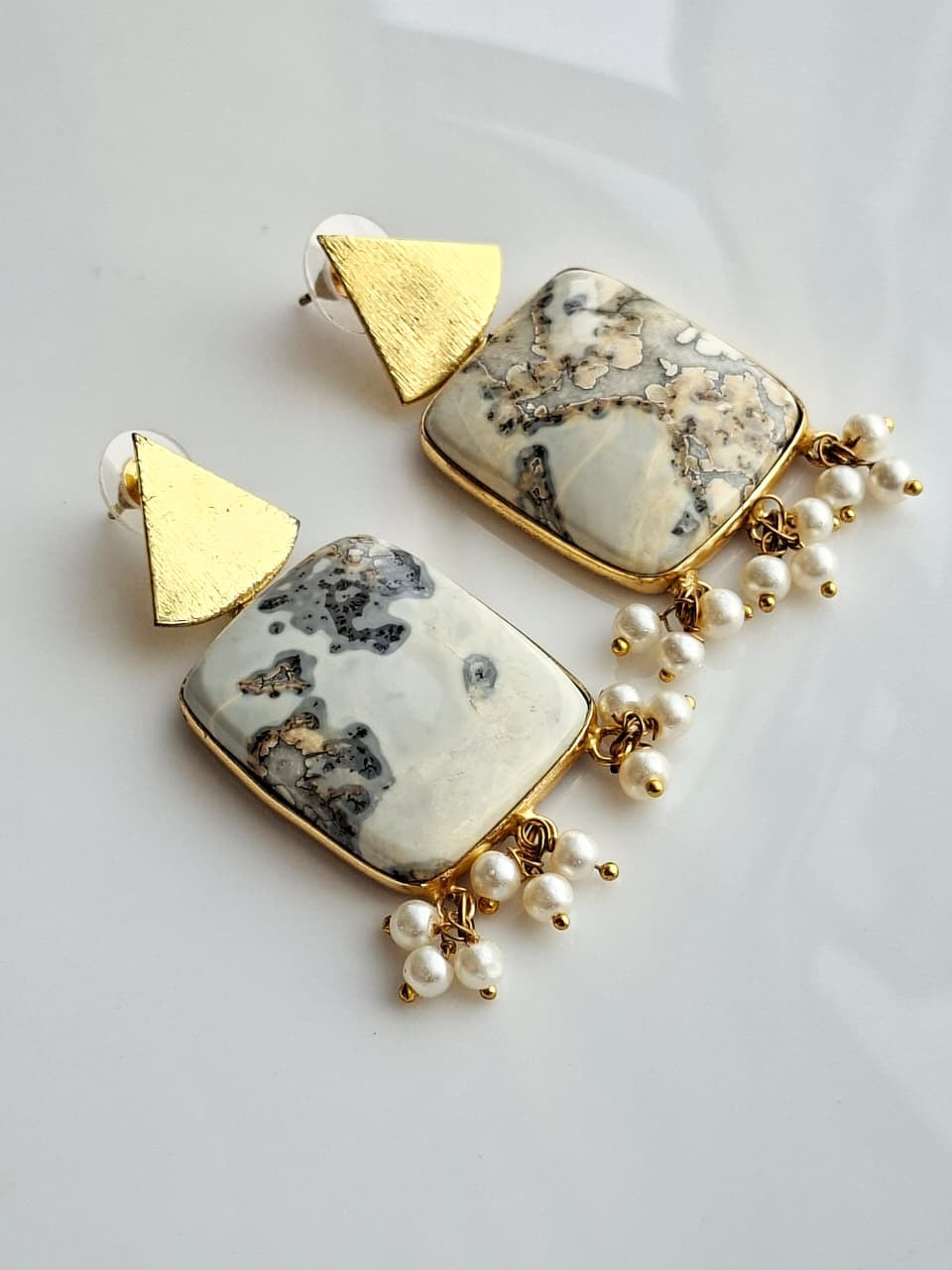 Marble Stone Mosaic Drop Earrings