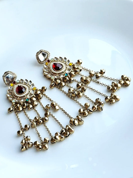 Emerald Medallion Heritage Drop Earrings