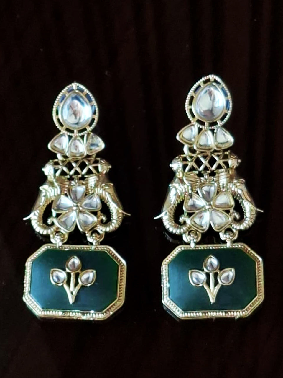 Blush Quartz Elephant Heritage Drop Earrings