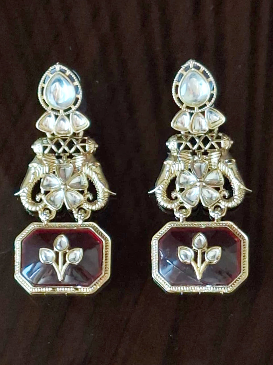 Blush Quartz Elephant Heritage Drop Earrings