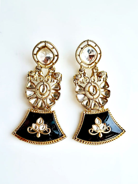 Midnight Onyx Elephant Heritage Drop Earrings