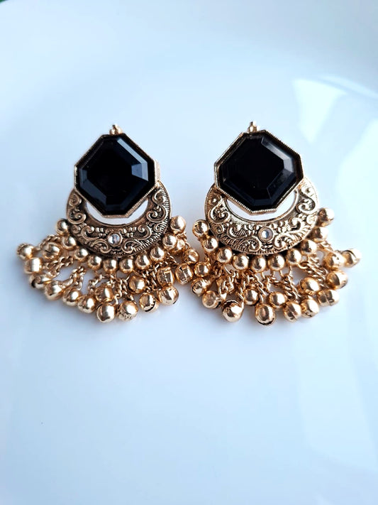 Emerald Octagon Chandbali Earrings