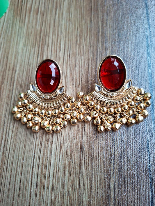 Emerald Oval Chandbali Earrings