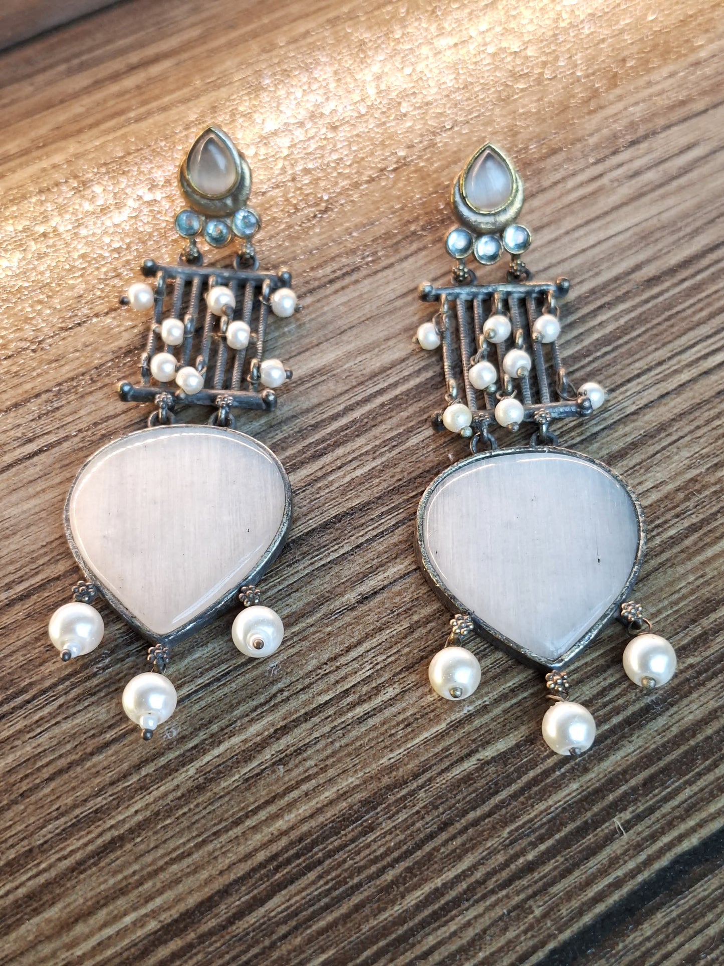 White Ochre Heritage Tassel Earrings