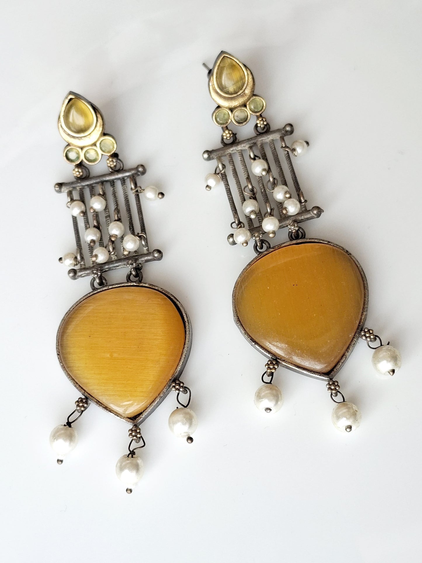 Amber Ochre Heritage Tassel Earrings