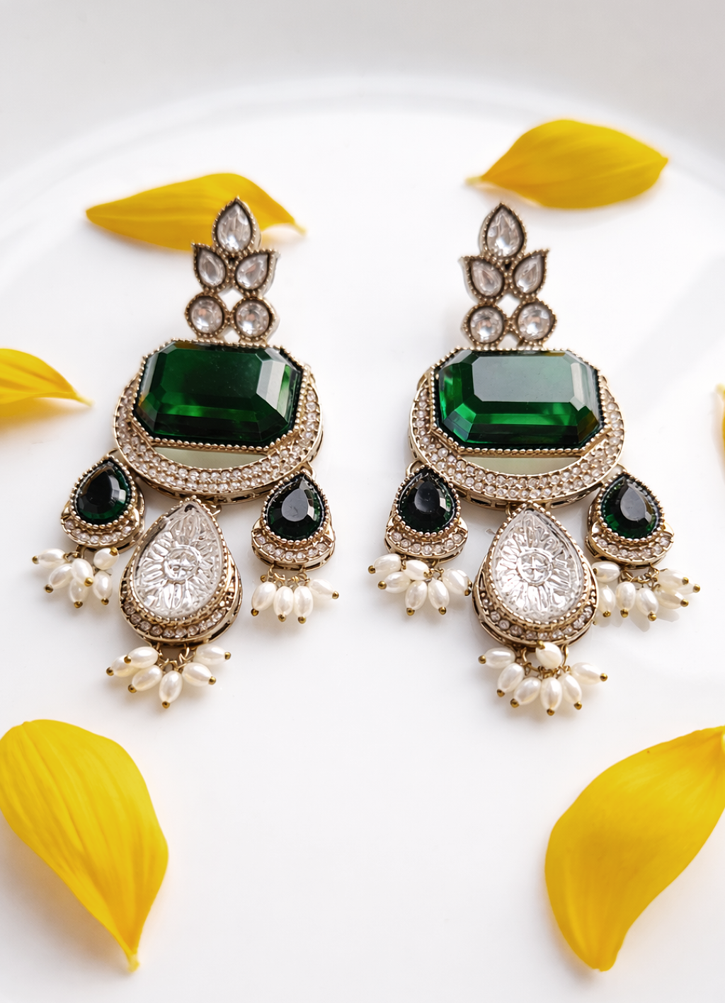 Enchanted Garden Earrings (Forest Green Emerald)